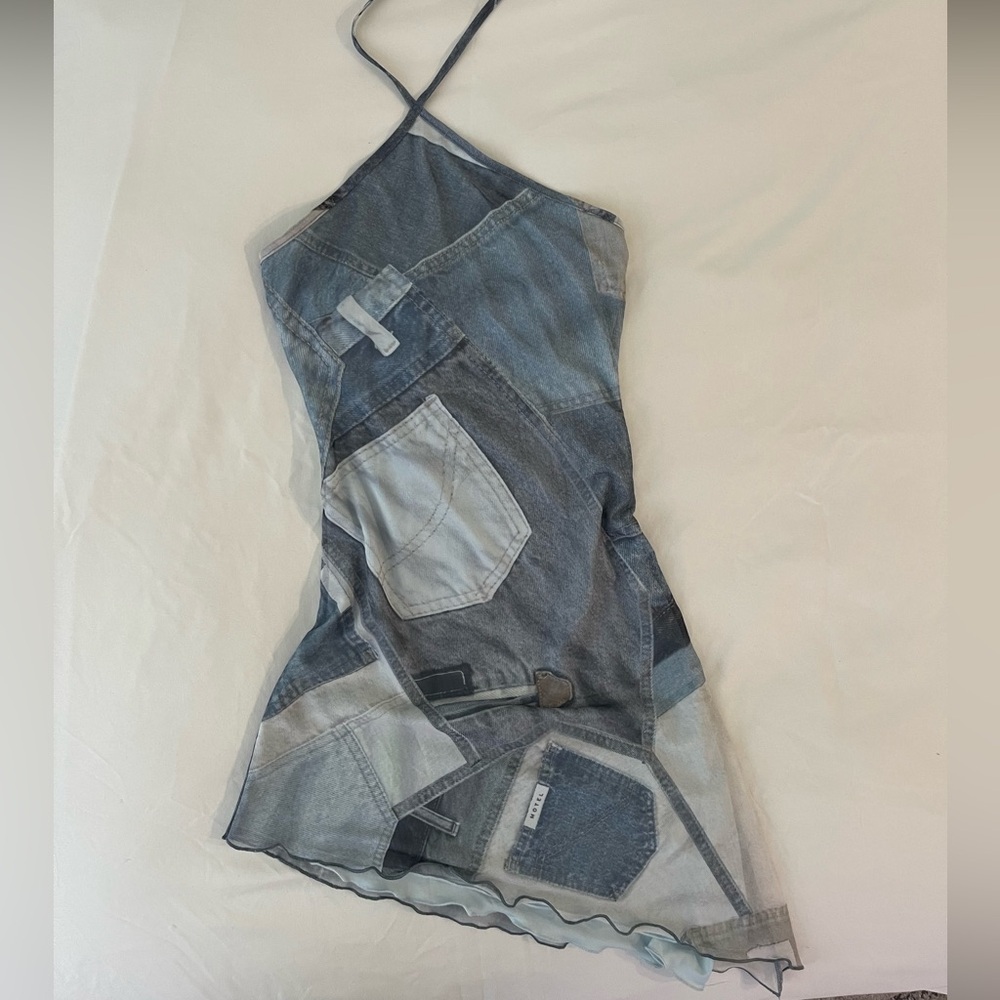 Motel denim print dress